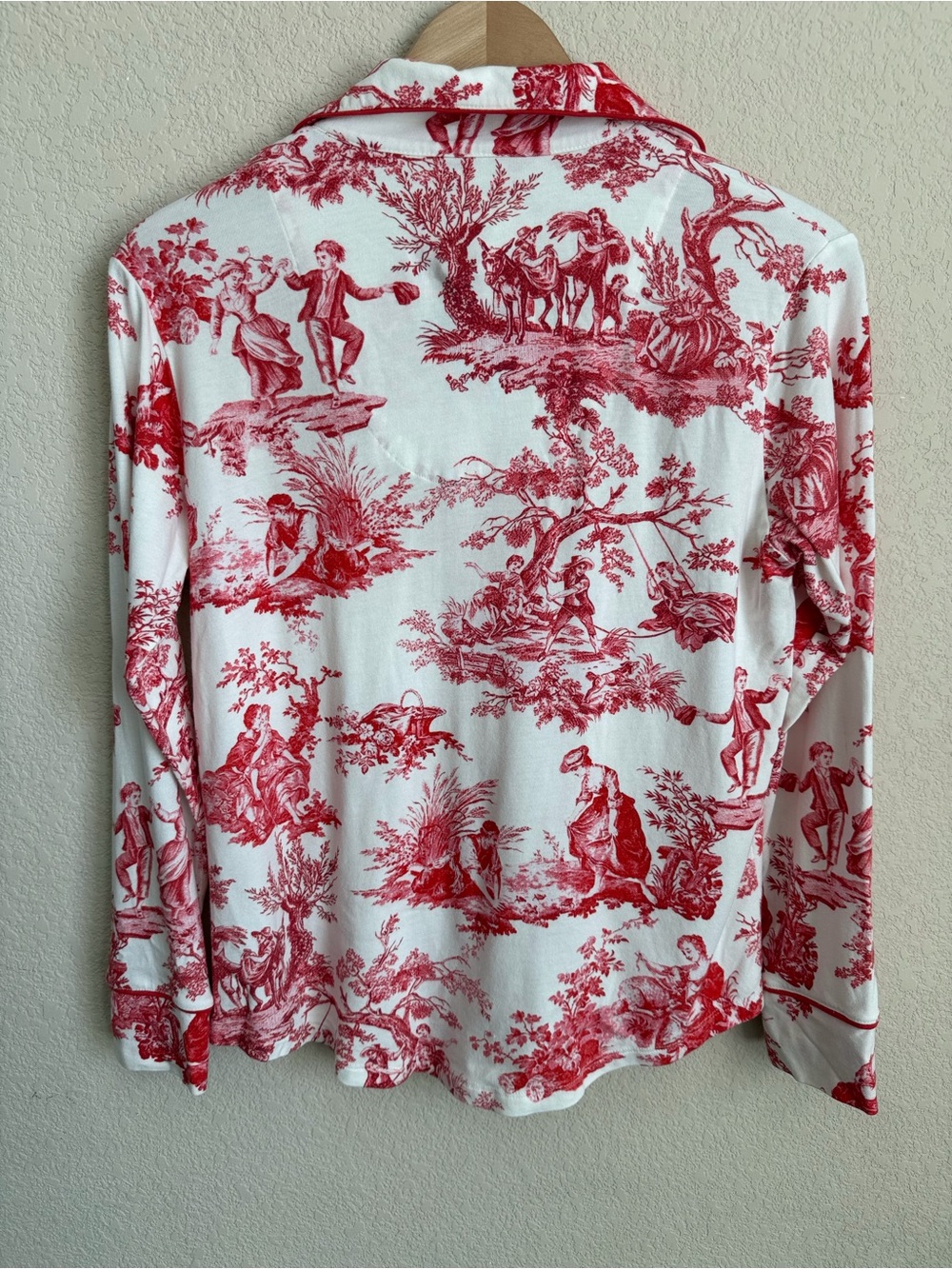 The Cat's Pajamas Idle Hours Red Toile Pima Knit Pajama Set Small Long Sleeve - Picture 9 of 16